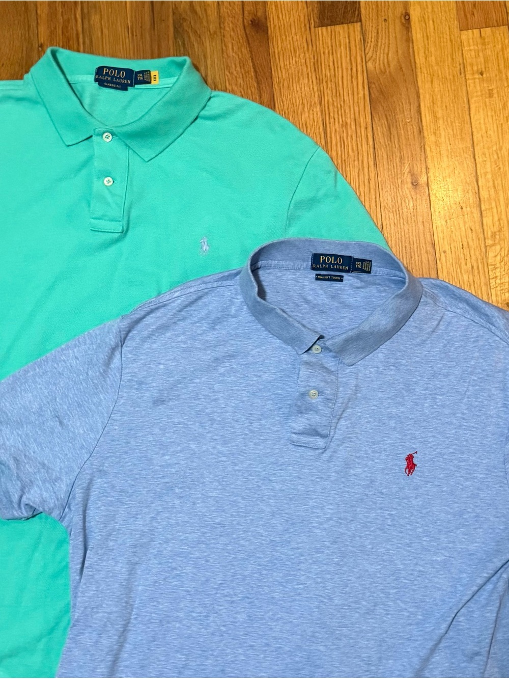 Polo Ralph Lauren Men's XXL 2XL Short Sleeve Green & Blue Polo Shirts Lot Of 2